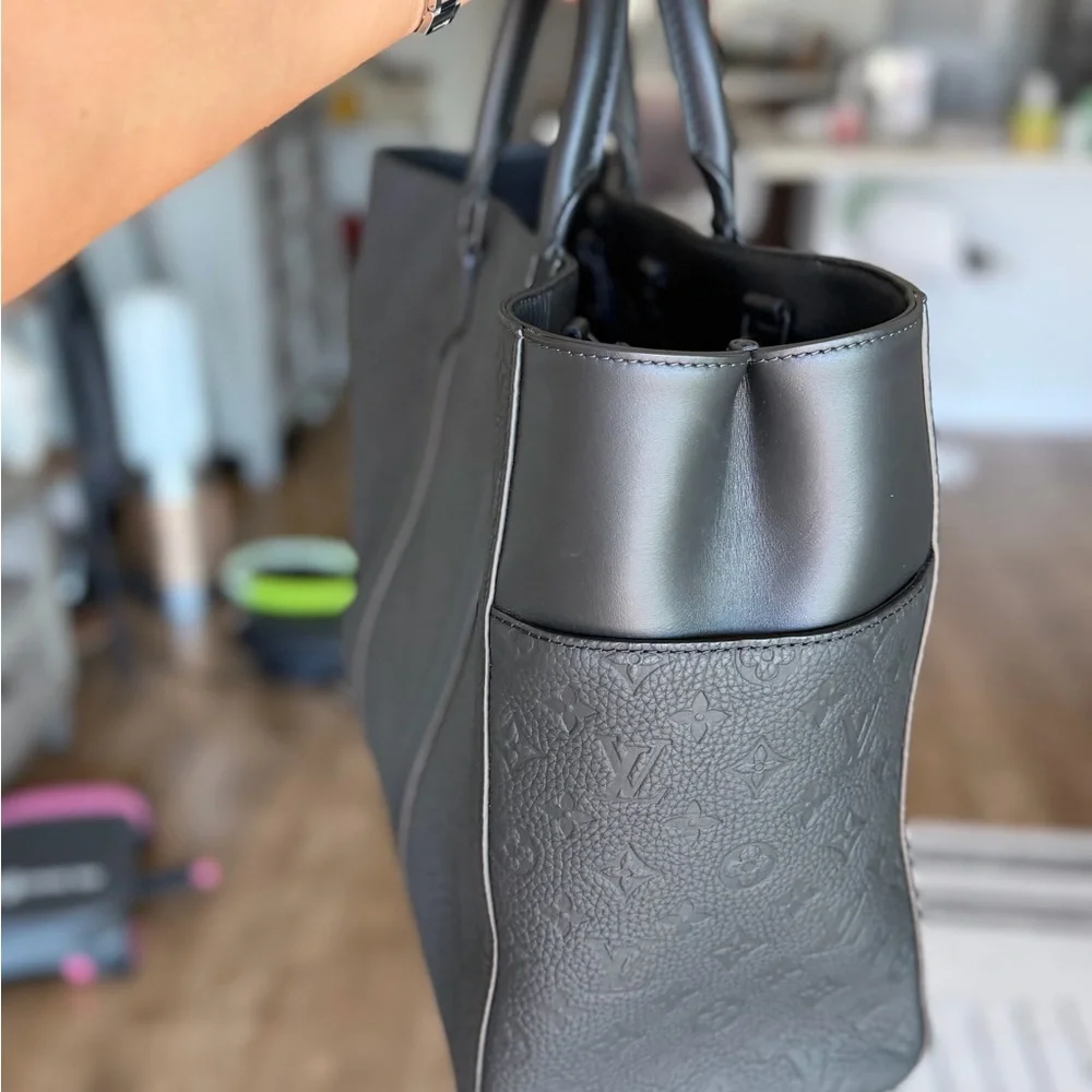 Louis Vuitton Black Embossed Leather Briefcase Tote